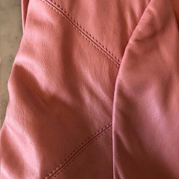 BUSHWACKER Leather Zip Front & Cuffs Pink Jacket Large Vintage - Picture 9 of 17